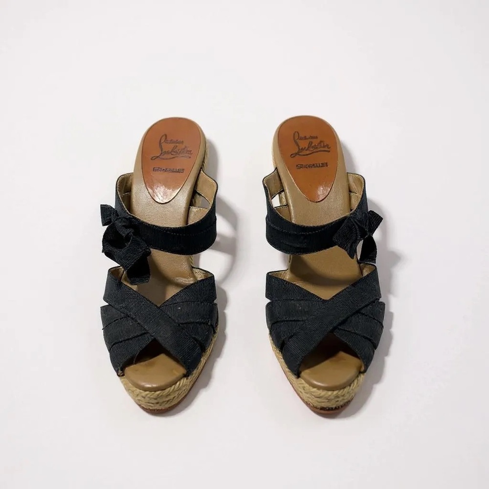 Christian Louboutin Black and Tan Espadrille Shoes